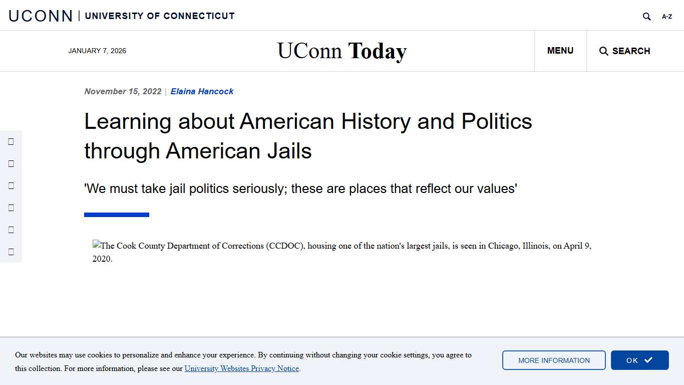 Learning about American History and Politics through American Jails - UConn Today