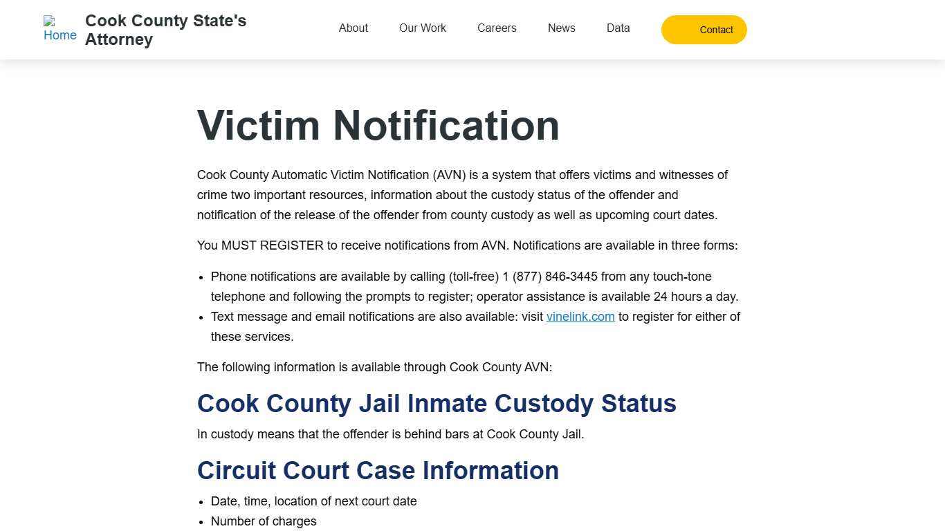 Victim Notification | Cook County State's Attorney