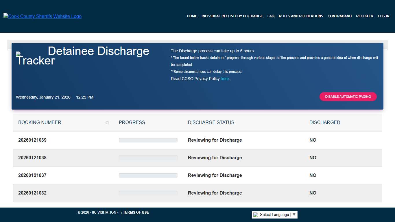 Individual in Custody Locator